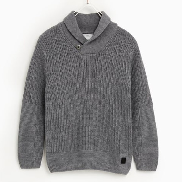 Zara boys mid grey shawl neck sweater